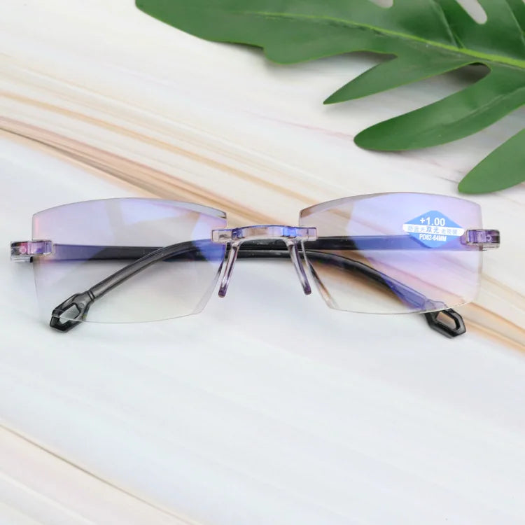 Intelligent Zoom Anti-blue Light Frameless Frame Cutting Edge Reading Glasses Men And Womean