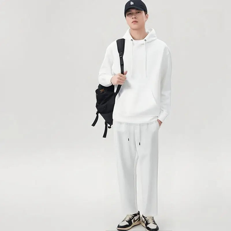 2026 Men's New Straight-Leg Casual Suit Trendy Hooded Sweatshirt and Sweatpants Loose Fit Versatile Casual Autumn Sports Suit