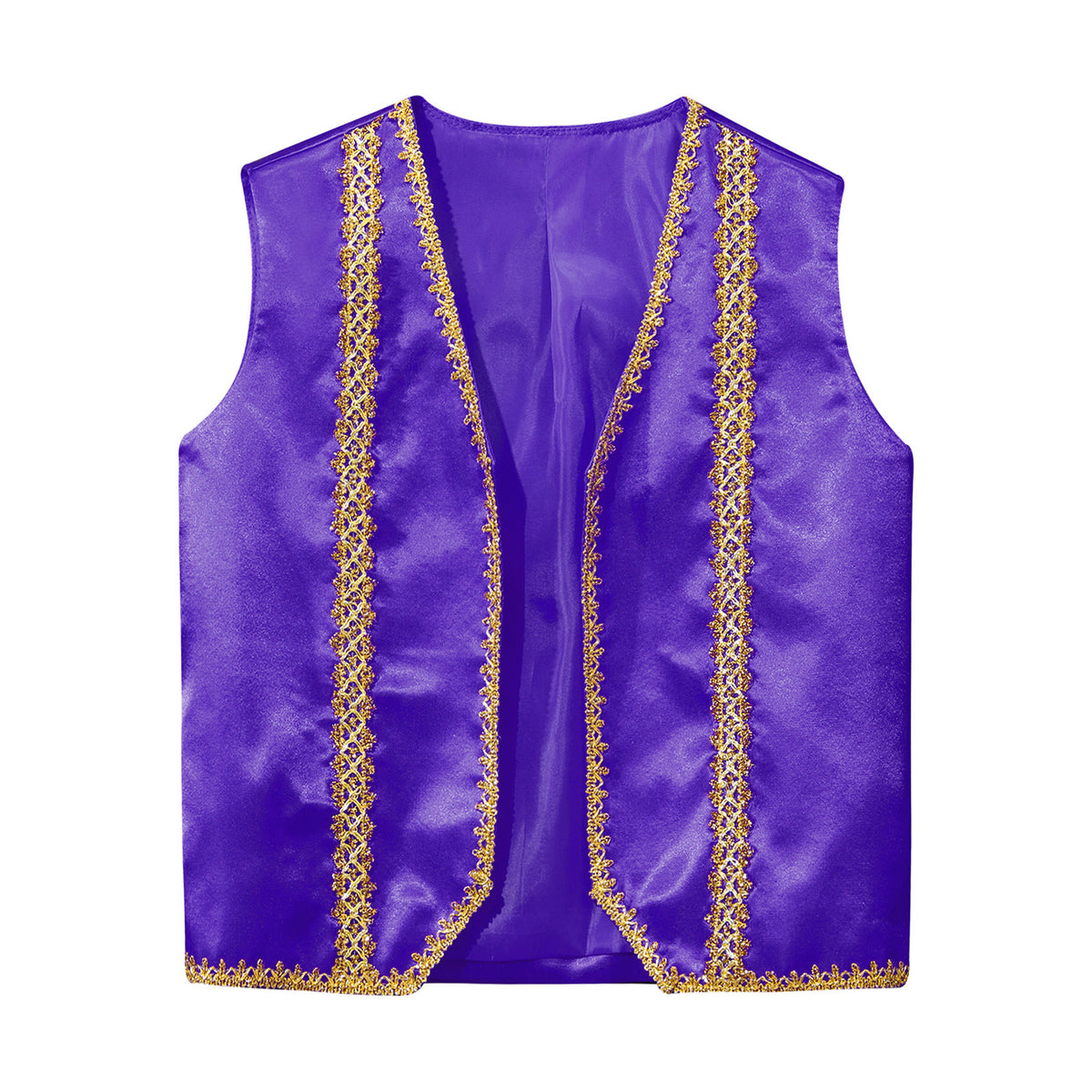 Kids Girls Boys Medieval Steampunk Costume Arabian Prince Sleeveless Golden Trim Waistcoat Vest Halloween Cosplay Fancy Dress Up