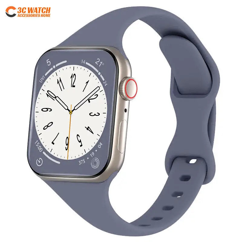Thin Silicone Strap For Apple Watch 40mm 44mm 45mm 41mm 38mm 42mm Solid Color Strap Bracelet For IWatch Series 1 2 3 4 5 6 SE 7