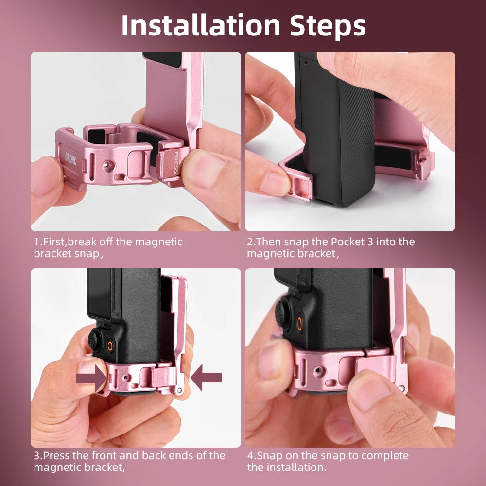BRDRC Multi-Function Expansion Magnetic Mount for DJI Osmo Pocket 3,Aluminum Alloy Base,Pocket 3 Quick Release Accessories