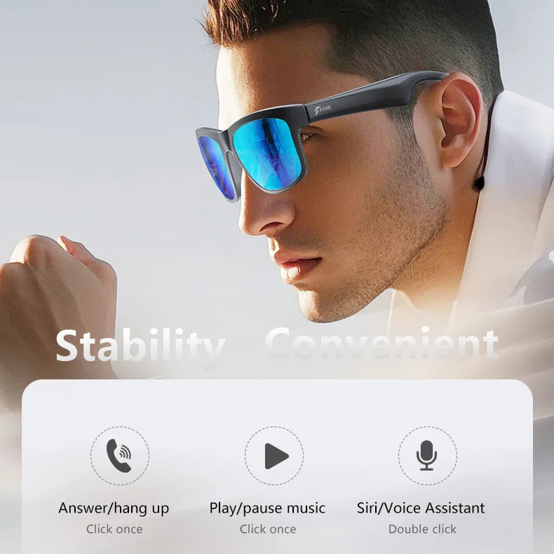 2026 New Smart Glasses Men Women Sunglasses, Bluetooth 5.4 Audio Glasses, UV400 Sports Headphones, 50H Standby 5H Playtime, TR F
