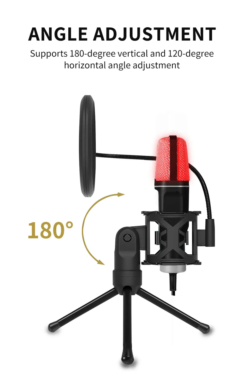 USB Microphone RGB Microfone Condensador Wire Gaming Mic for Podcast Recording Studio Streaming Laptop Desktop PC