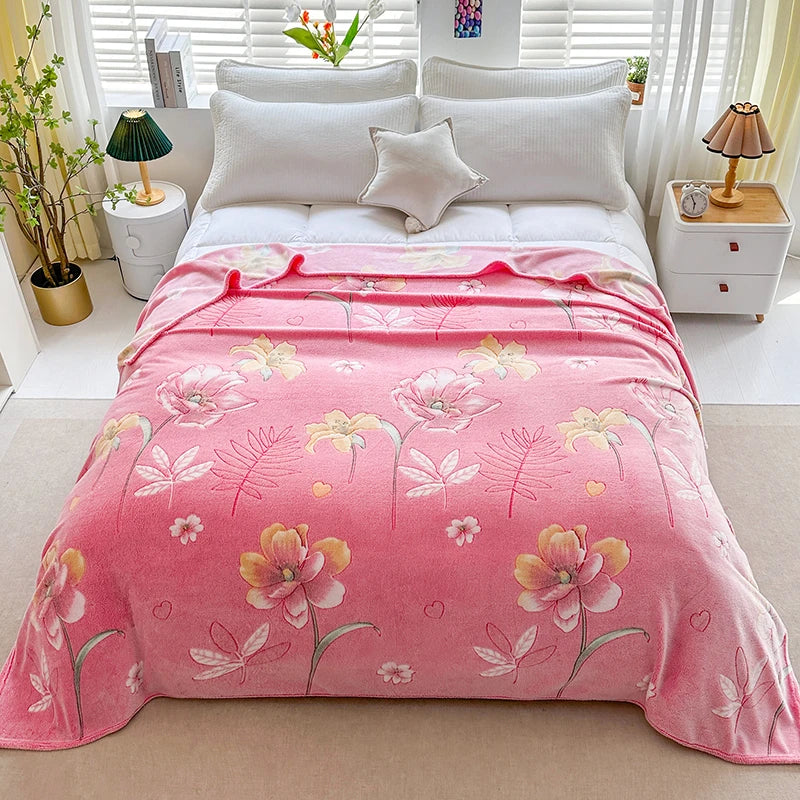 1pc Floral Style Warm Bedspread Fleece Blanket Plaid Travel Shawl Sofa Nap Blanket Home Bedsheet Manta 70X100cm Suitable For Pet
