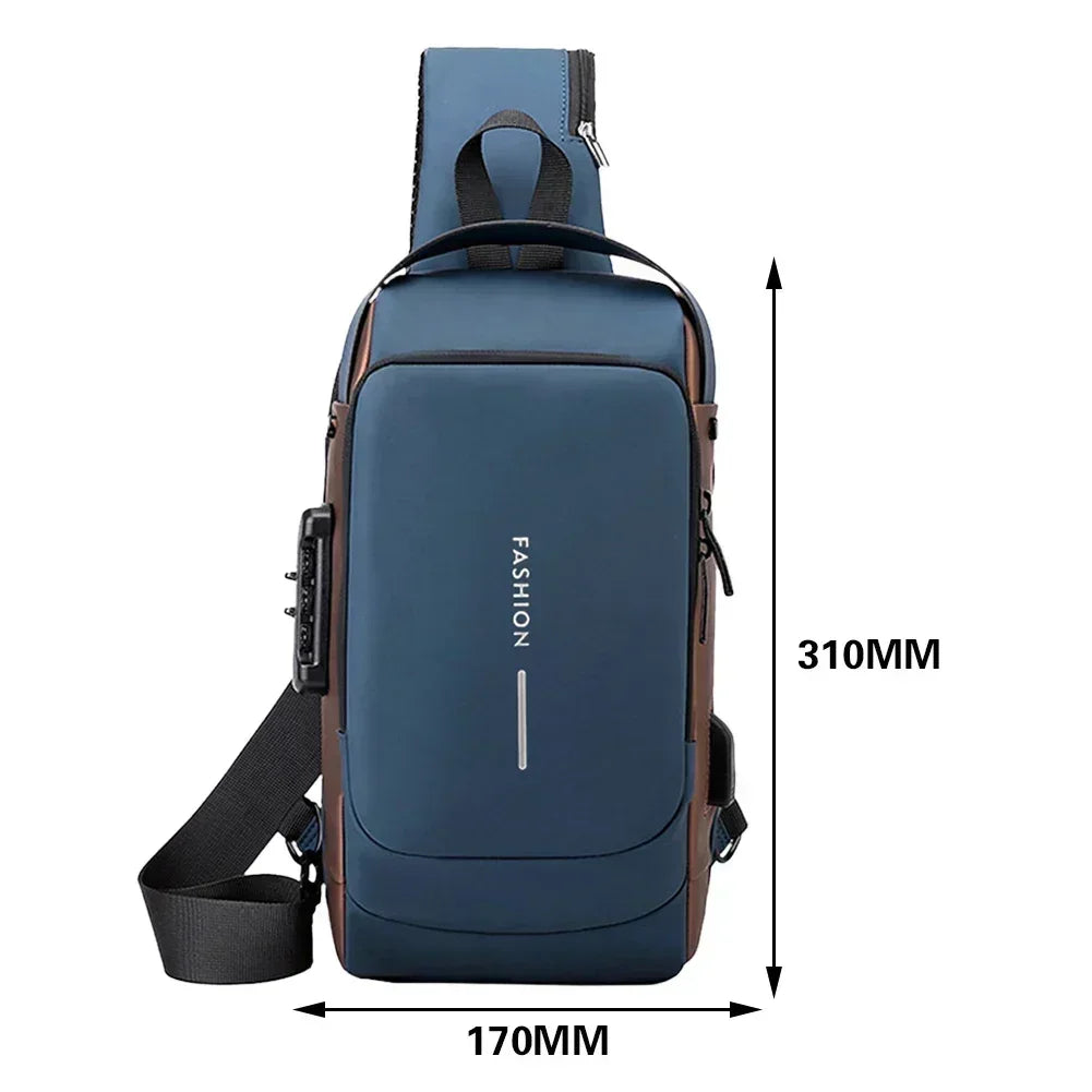 Multifunction Designer Anti-theft USB Shoulder Bag Crossbody Travel Sling Pack Messenger Pack Chest Bag Male Luxury Brand Men