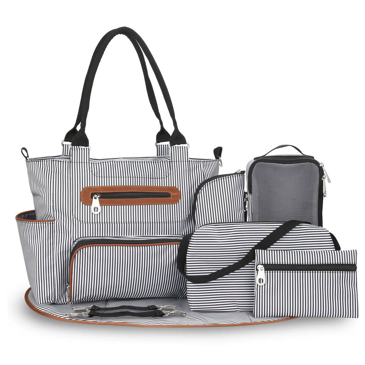 Women Shoulder Bag Travel 7 Pcs/Set Baby Diaper Bags Go Out Large Capacity Newborn Nappy  Bag with Changing Pad Multi-functional