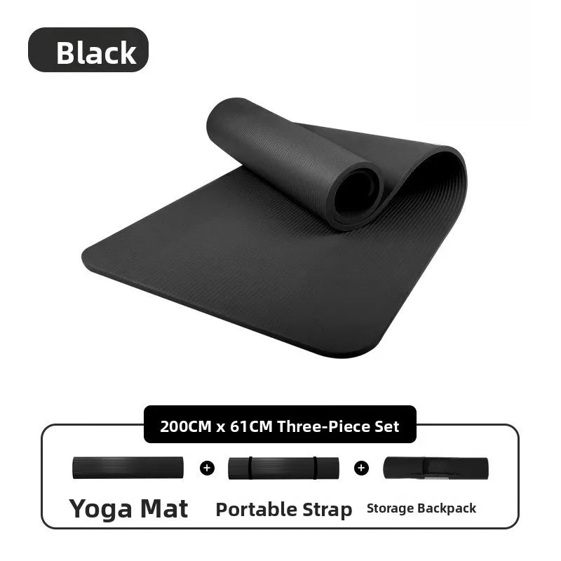 Thiened Yoga Mat for Men Fitn Yoga Mat S Allowed Yoga Mat for Home Use Non-Slip Nbr Material Pure Color Design