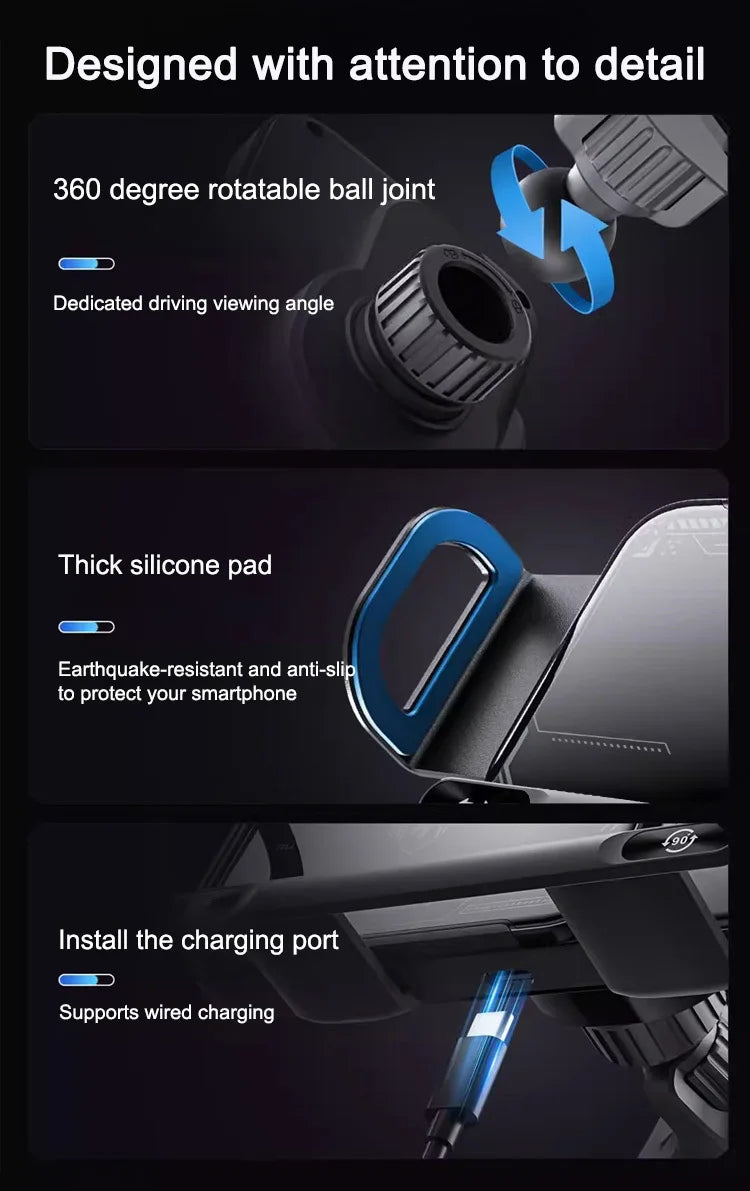 Intelligent Mobile Phone/Pad Holder Magnetic Phone Holder for Car Auto Rotating Phone Holder Wireless Car Charger