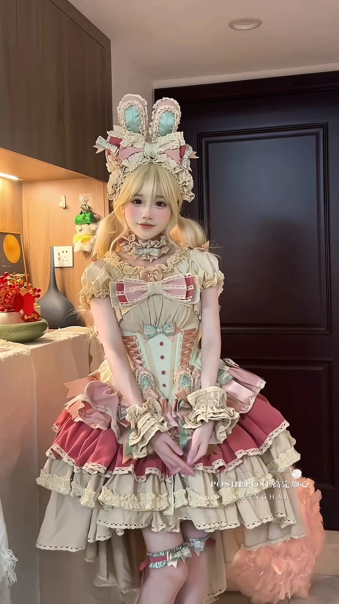 Sweet Cute Girls Lolita Clothing Accessories Set Princess Ribbon Lace Bow Headband Choker Necklace Bracelet and Leg Ring