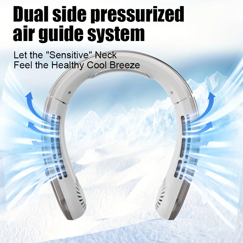 8000mAh USB Hanging Neck Fan Portable Bladeless Rechargeable Mute LED 100 Speed Digital Display Electric Fans Air Cooler