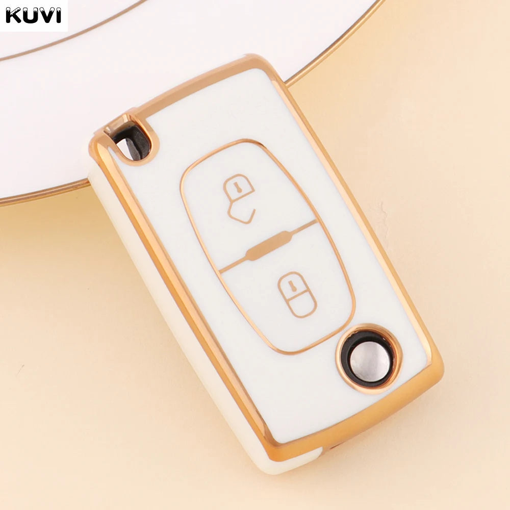 TPU Car Flip Key Case Cover Shell Fob Keyless For Peugeot 107 207 307 308 407 607 3008 5008 For Citroen Xsara Picasso C5 C6 C8