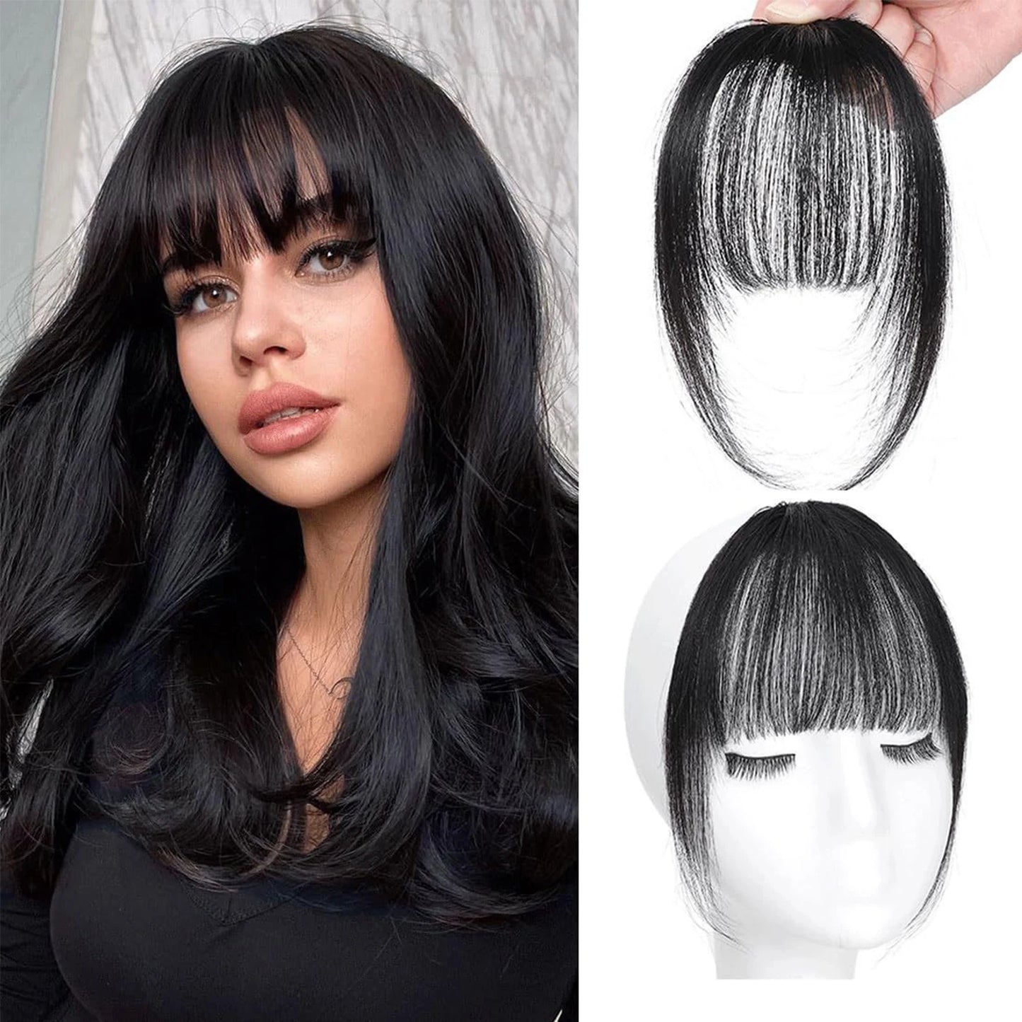 Human Bangs Hair Clip-In Extension Synthetic wig Fringe Natural False Hairpiece Women Clip in Bangs Hair Styling Tools