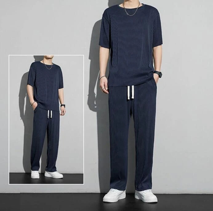 Top Pants Sets Kpop Short Quarter Sleeve Tracksuit Korean Style T Shirt Man Summer Sports Suits Aesthetic Cool Xl Men's Clothing