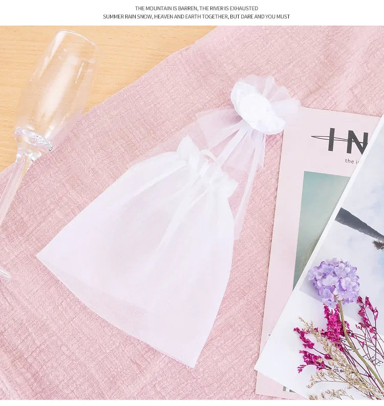 2Pcs Marriage Bride and Groom Wine Cups Wraps Champagne Glass Bottles  Water Cup Cover Wedding Bachelorette Party Decor Cover