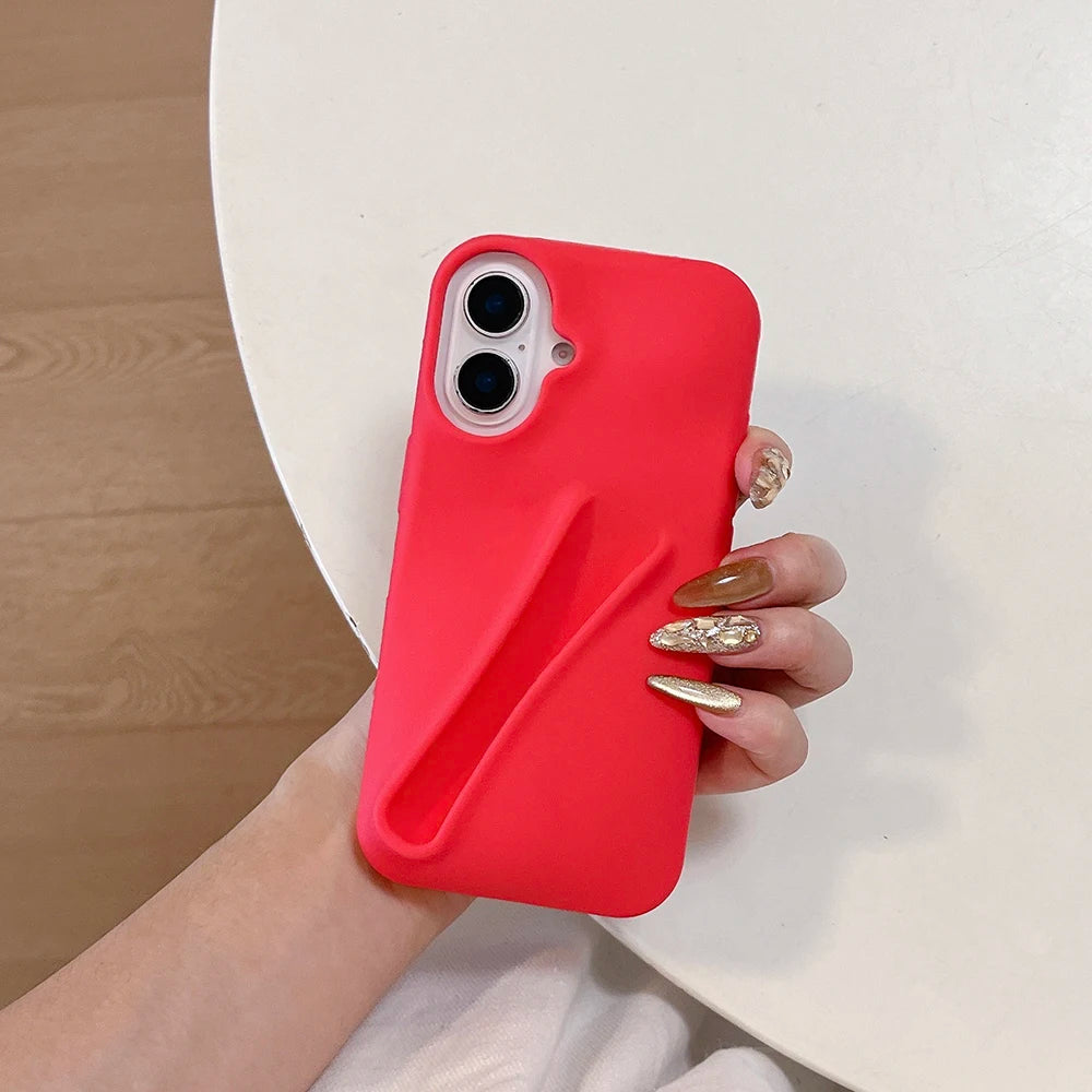 INS Lipstick Silicone Phone Case For iPhone 11 Funda iPhone 13 16 Pro Max 15 14 13 12 16 Plus Portable Lip Gloss Holder Cover