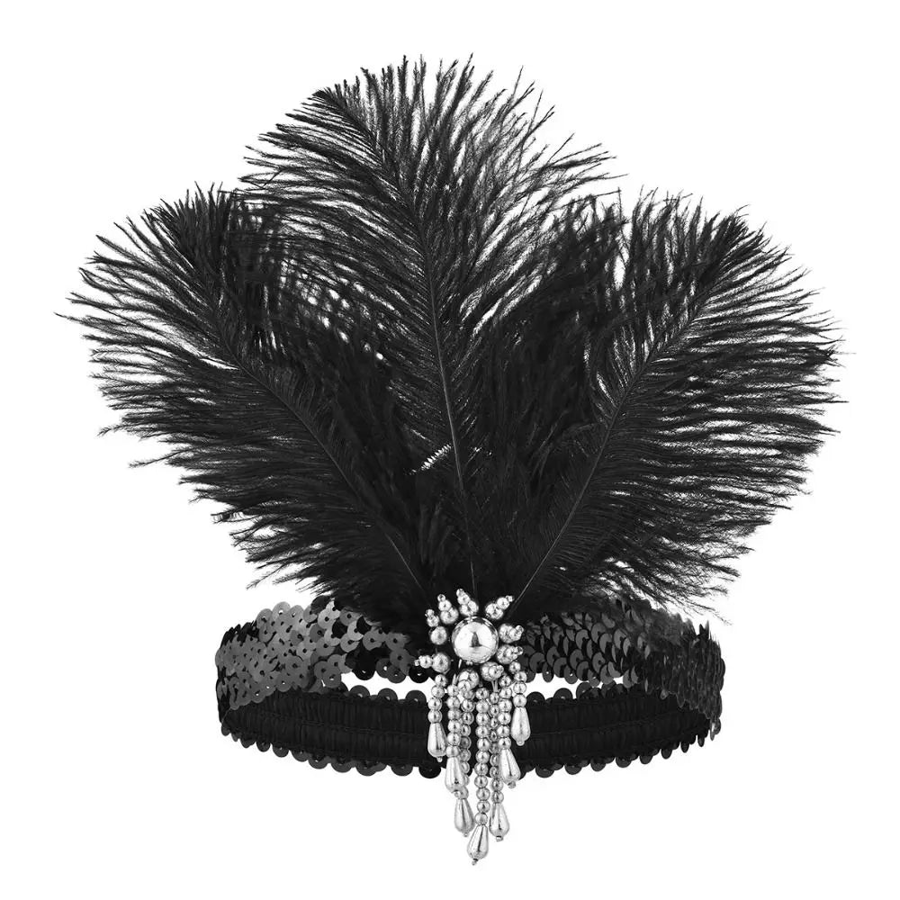 Hair Accessories Feather Headwear Tassel Diamond Cosplay Dress Headwear Black Makeup Party Masquerade Hair Band Women Hairband