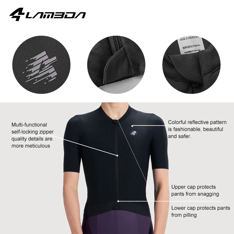 LAMEDA Cycling Jersey Man Summer Jersey MTB Anti-UV Bike Short Sleeve with 3 Pockets Men's Bicycle Riding Shirt Sports Clothing