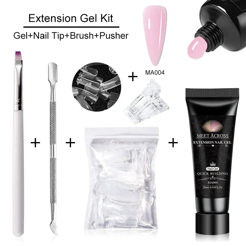 MEET ACROSS 5PCS/SET Extension Gel For Nails Finger Extension Gel Manicure Slip Solution Acrylic Nail Art Varnish DIY Tool