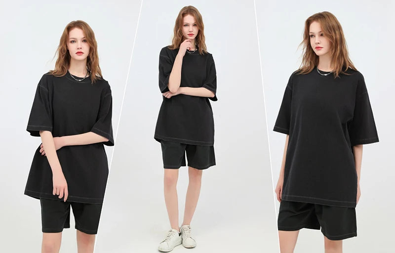 MiuKoMiYa Summer Loose T Shirts Women Basic Cotton Wahsed Short Sleeve Tees Oversized Casual Basic Female T Shirts Streetwear