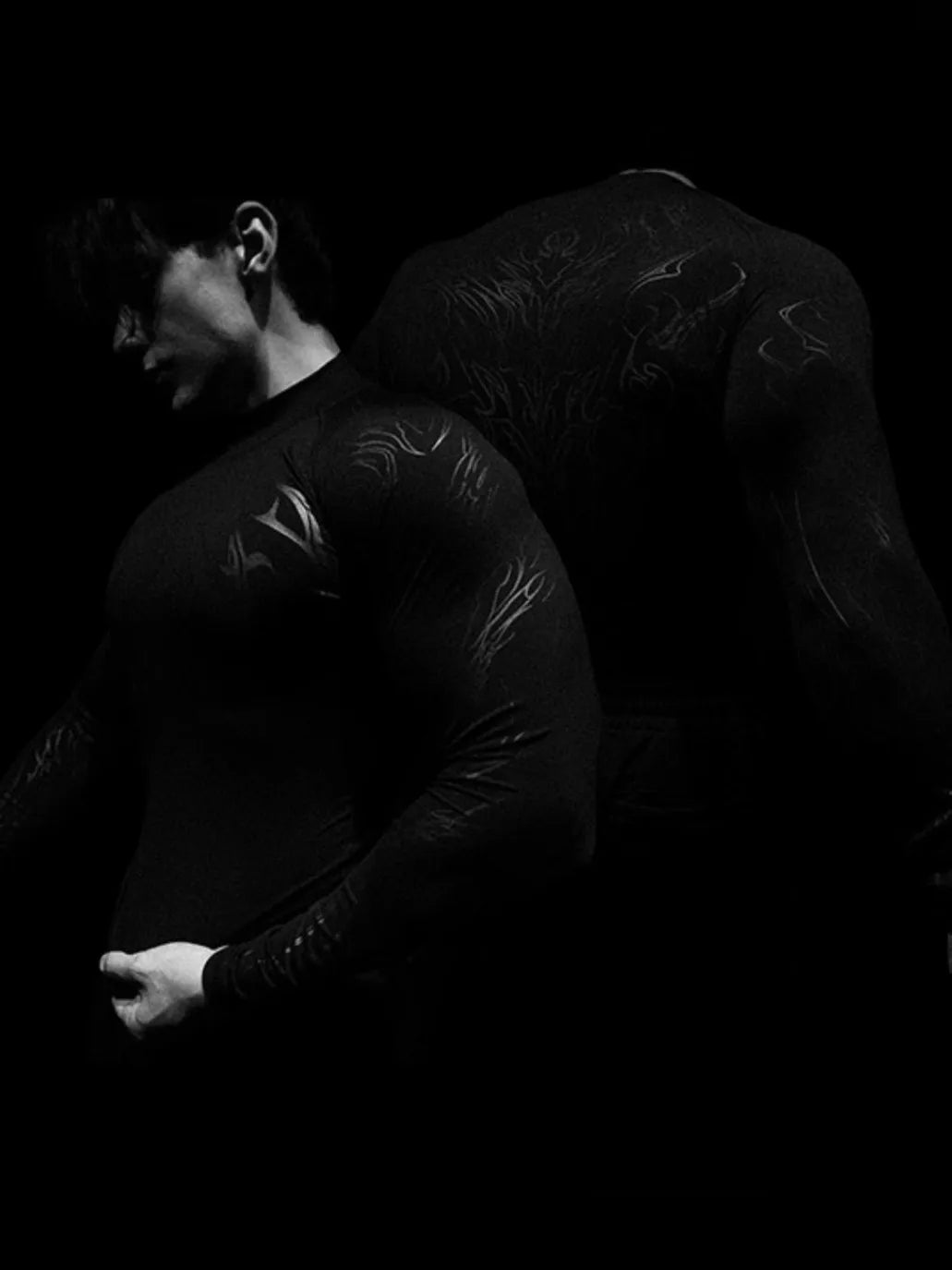 Men's High-neck Printed Tight-fitting Clothes For Fitness Training Quick-drying Clothes Elastic And Breathable For Exercise