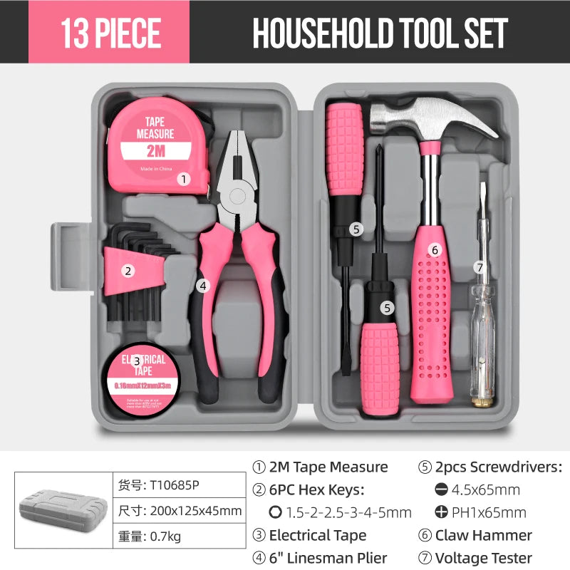 Hi-Spec 24-Piece Compact Home & Office Yellow DIY Hand Tool Kit Set for Household Improvement Repairs Wire Cutter