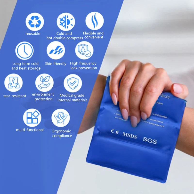 【C】1Pc Multipurpose Gel Ice Sleeve Elbow Knee Ankle Ice Pack Hand Ice Wrap Gel For First Aid Sports Muscle Pain Ice Heat Pad