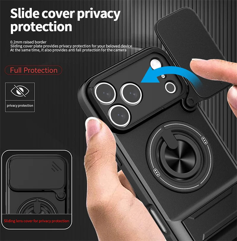 Armor Funda For iPhone 17 Pro Max Case Magnetic Ring Stand Lens Protect Coque For iPhone17 Pro 17Pro Max Wireless Charging Cover