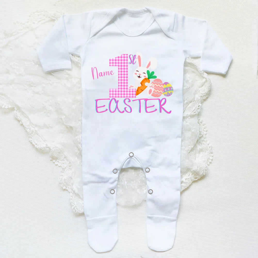 Personalised First Easter Sleepsuit 1st Easter Babygrow New Baby Gift Newborn Boys Girls Easter Rabbit Romper Clothing