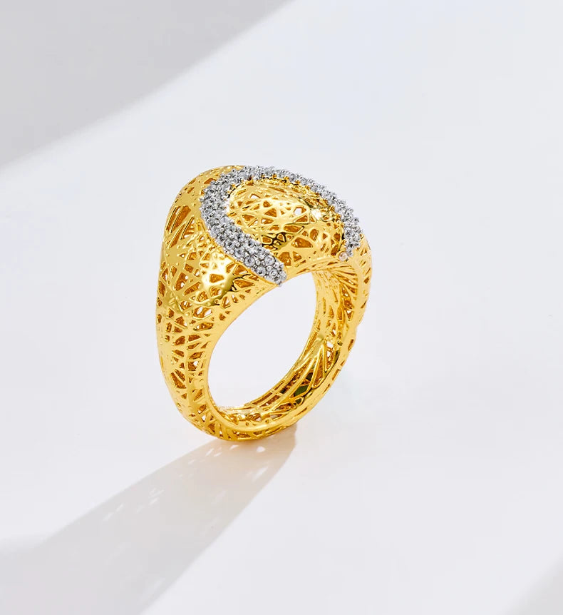 IVOG Brilliant Zircon U-shape Design Ring For Women Hollow Out Luxury Ring Fashion Jewelry Flagship Store