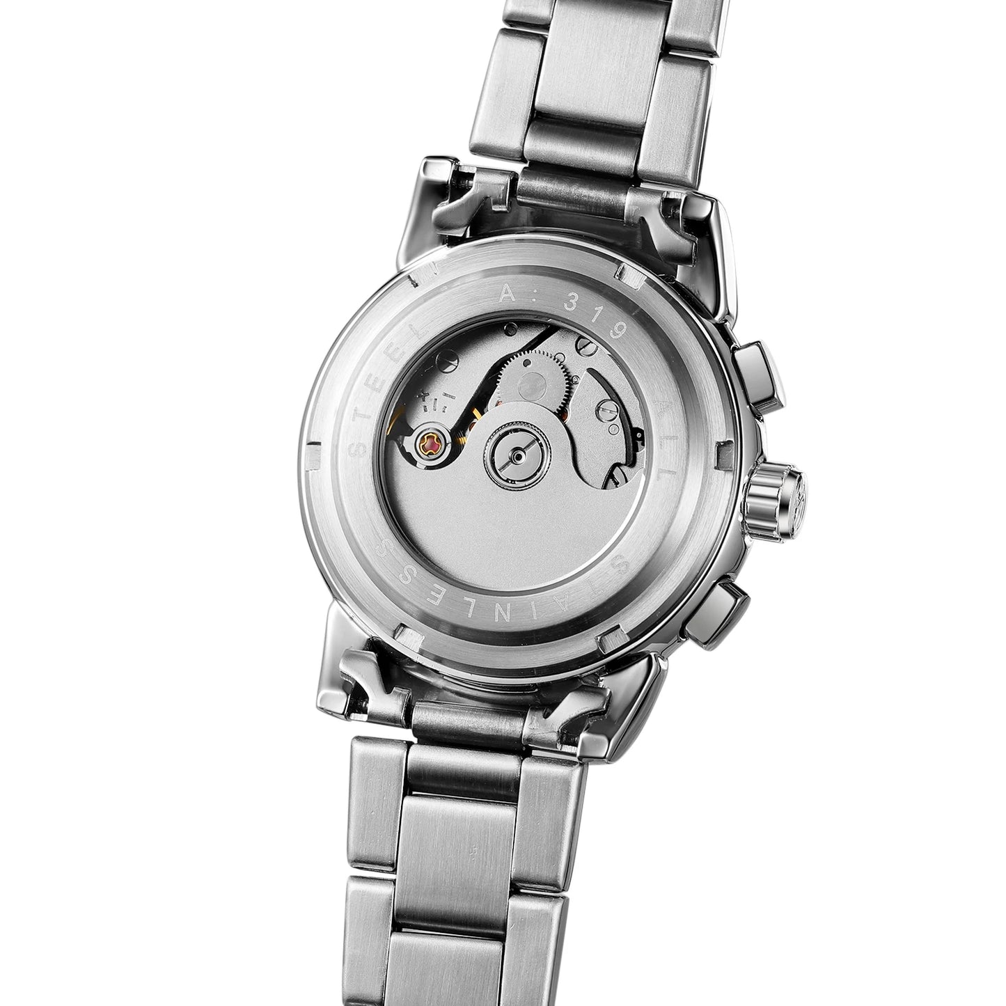Forsining Fashion Ladies Stainless Steel Case Moon Phase Mechanical Watch Women's Multifunctional Diamond Dial Automatic Clock