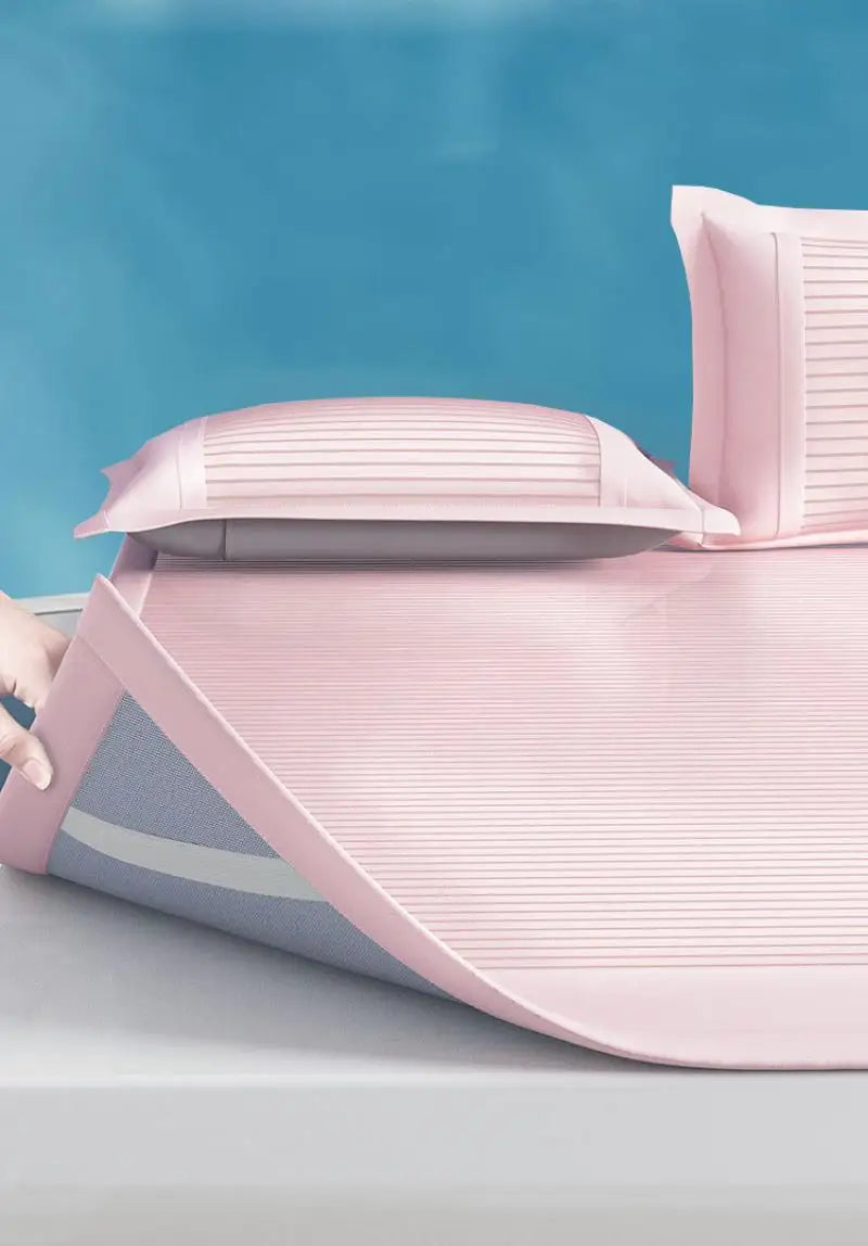 New Silky Touch Antibacterial Cooling Mattress Sleeping Naked Skin-friendly Summer Sleeping Mat Solid Color Cushion for Bedding