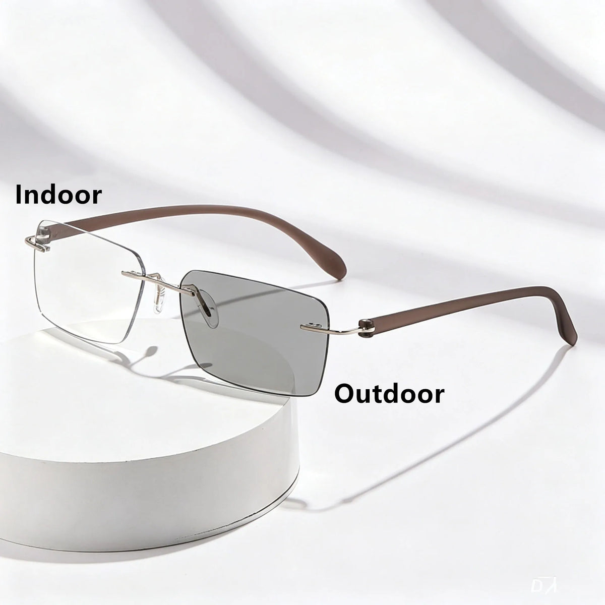 Rimless Photochromic Reading Glasses Auto Color Changing Light Sensitive Presbyopia Glasses Ultralight Frameless Eyeglasses for