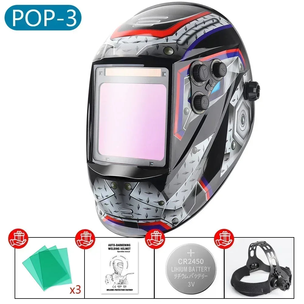 Big View Filter Welding Helmet Mask Goggles 1112 Welder Cap Large Windows 1/30000s Auto Darkening Welding Helmet mascara soldar