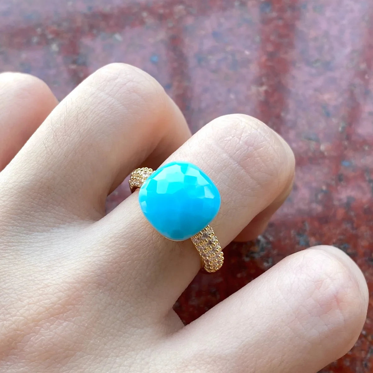 12.6mm   Ring Candy Style Zircon Ring Flat Pink Green Purple Crystal Ring For Women Candy Ring Fashion Jewelry Gift