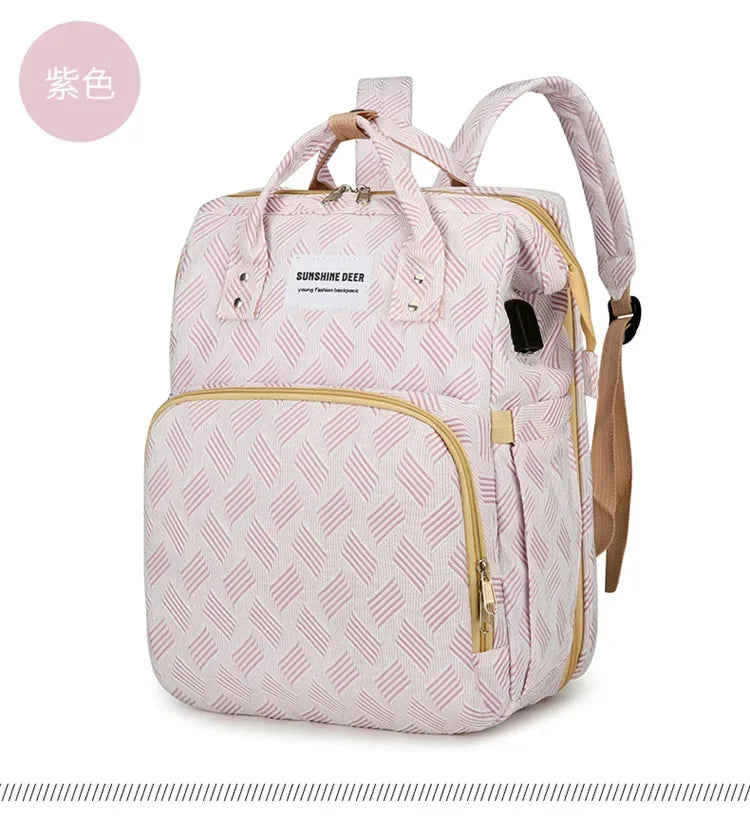 Baby Diaper Bag with Stroller Hooks Portable Baby Crib Diaper Changing Pad Baby Carrier Bag for Activity Mom Backpack 30*20*40cm