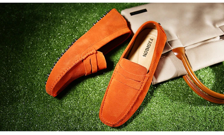 Men's Casual Fashion Genuine Leather Loafers Moccasins Slip-On Driving Shoes 38-50 Size Range Male Flats Comfort Footwear