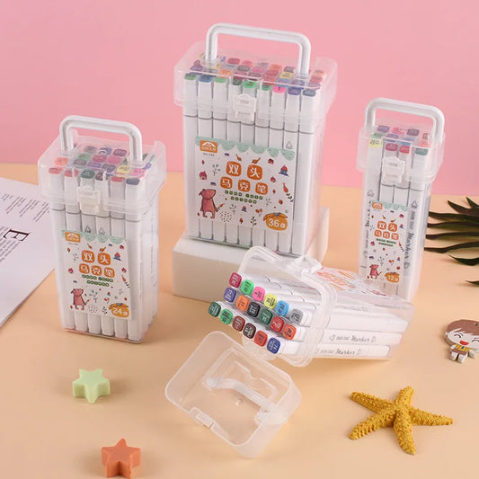 12/24/36/48 color Double-headed Small Marker Pen Art Stationery Drawing Colored Pen Set Water-based Colored Pens