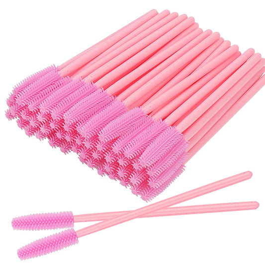 50/100PCS Eyelash Brush Silicone Eyelashes Brushes Mascara Wands Applicators Kits For Lash Extension Eyebrows Makeup Tool