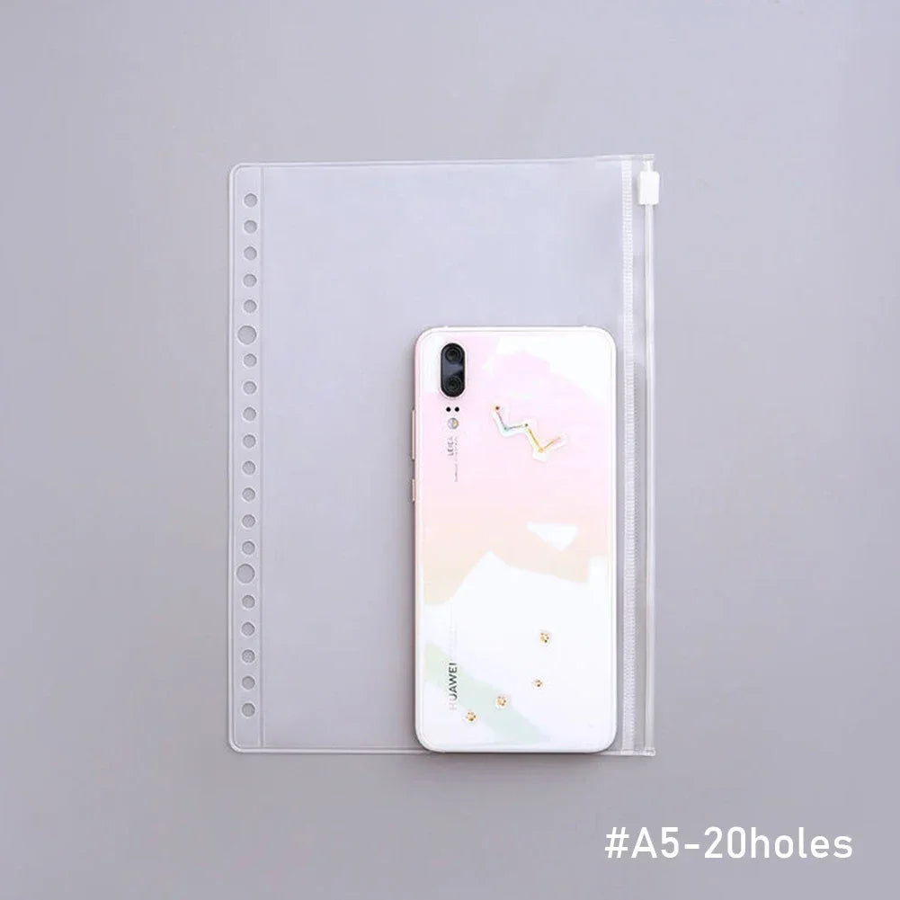 1PCS/LOT A5/A6/A7 Storage Bag School Office Supply Transparent Loose sheet Notebook zipper Self-sealing File Holder