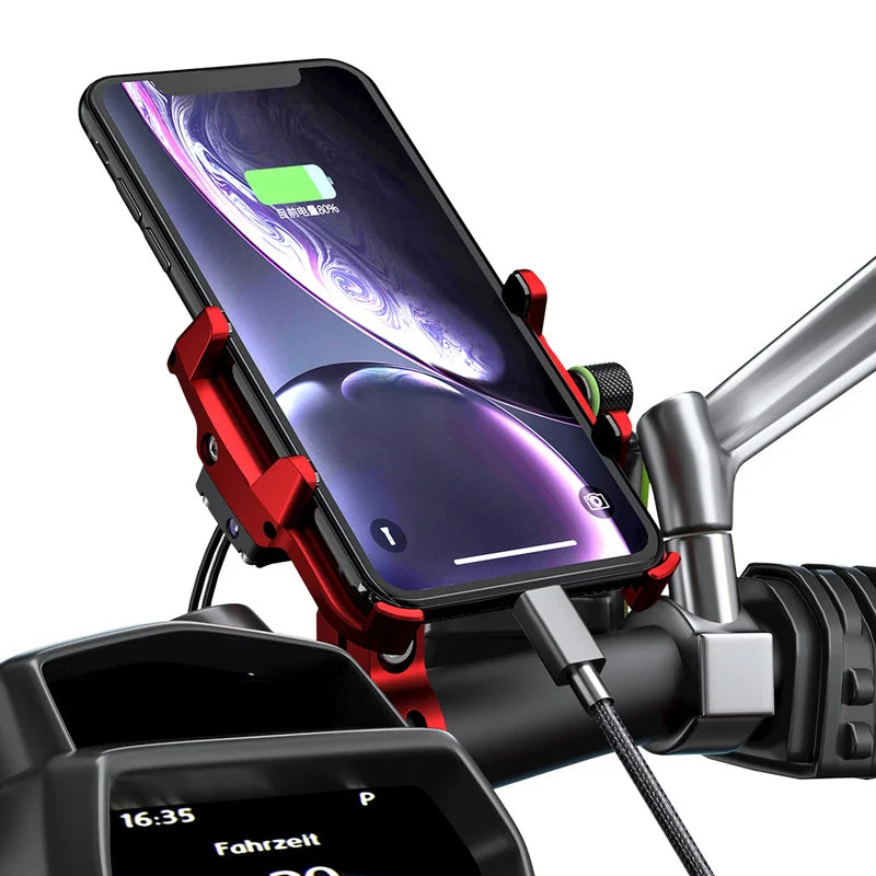 Whole Aluminium 12-24V Motorcycle Phone Holder USB Charger QC3.0 Fast Charging Mount Bicycle Handlebar Bracket for iPhone Huawei
