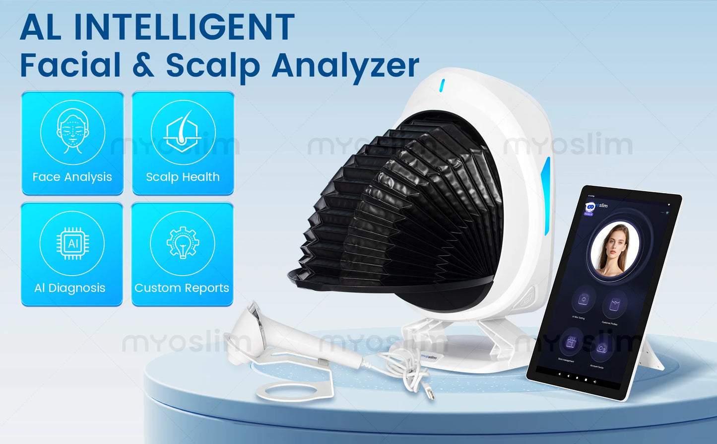 Q1 Pro Intelligent 3D Magic Skin Analyzer Mirror UV Wood Lamp Facial Skin Detection Scanner for Beauty Skin Analysis