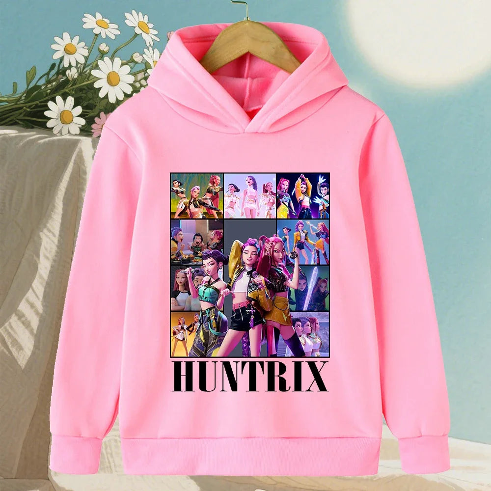 KPop Demon Hunter Boy Girl Hoodies Popular Anime Harajuku Y2K Sports Cute Fashion Children Autumn Winter Sweatshirt Clothing Top