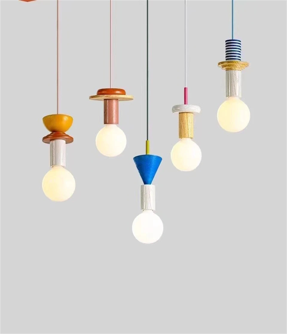 Modern Lustre Grain Ceiling Pendant Lamp Nordic Wood LED Pendant Lights Kitchen Restaurant Home Decor Hanging Lamp Light Fixture