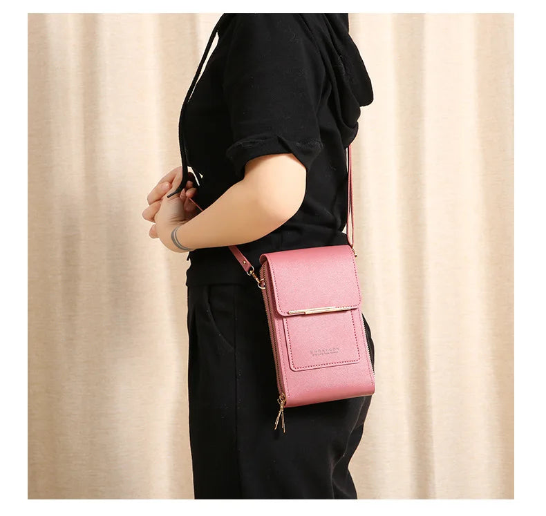 Women Crossbody Shoulder Bags Wallets Touch Screen Cell Phone Bag Soft Leather Strap Handbag for Female Luxury Messenger Bags