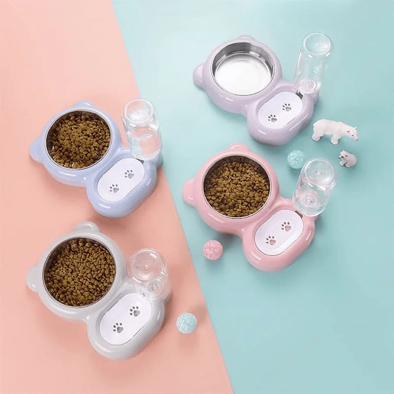 Keep Your Pet Hydrated and Well-Fed with This 2-in-1 Food and Water Bowl Set and Automatic Water Bottle!