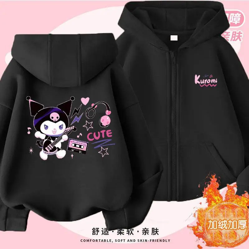 Kuromi Zipper Hoodies Girls Cinnamoroll Sweatshirt Autumn And Winter Long Sleeve Harajuku Pullovers Series Stich Casual Hooded