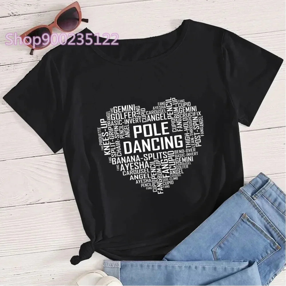 Just Pole It T-shirts Women Printd Letter Tshirt Women's Short Sleeve Fashion Pole Dance Tops Streetwear Cute Unicorn T-shirt
