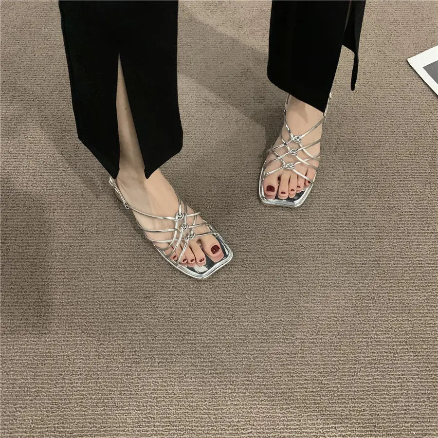 Ladies Shoes with Low Heels Summer 2025 for Party and Weddings Footwear Sexy Open Toe Sandals Women Daily Wholesale on Offer Vip