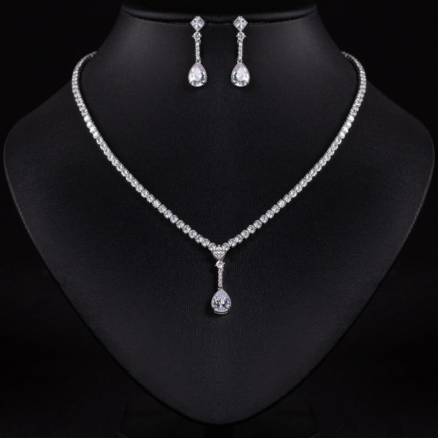 Simple Jewellery 2 Pcs Delicate Drops Pendant Necklace Earrings Daily Women Dating Party Banquet Wedding Travel Gift M-649