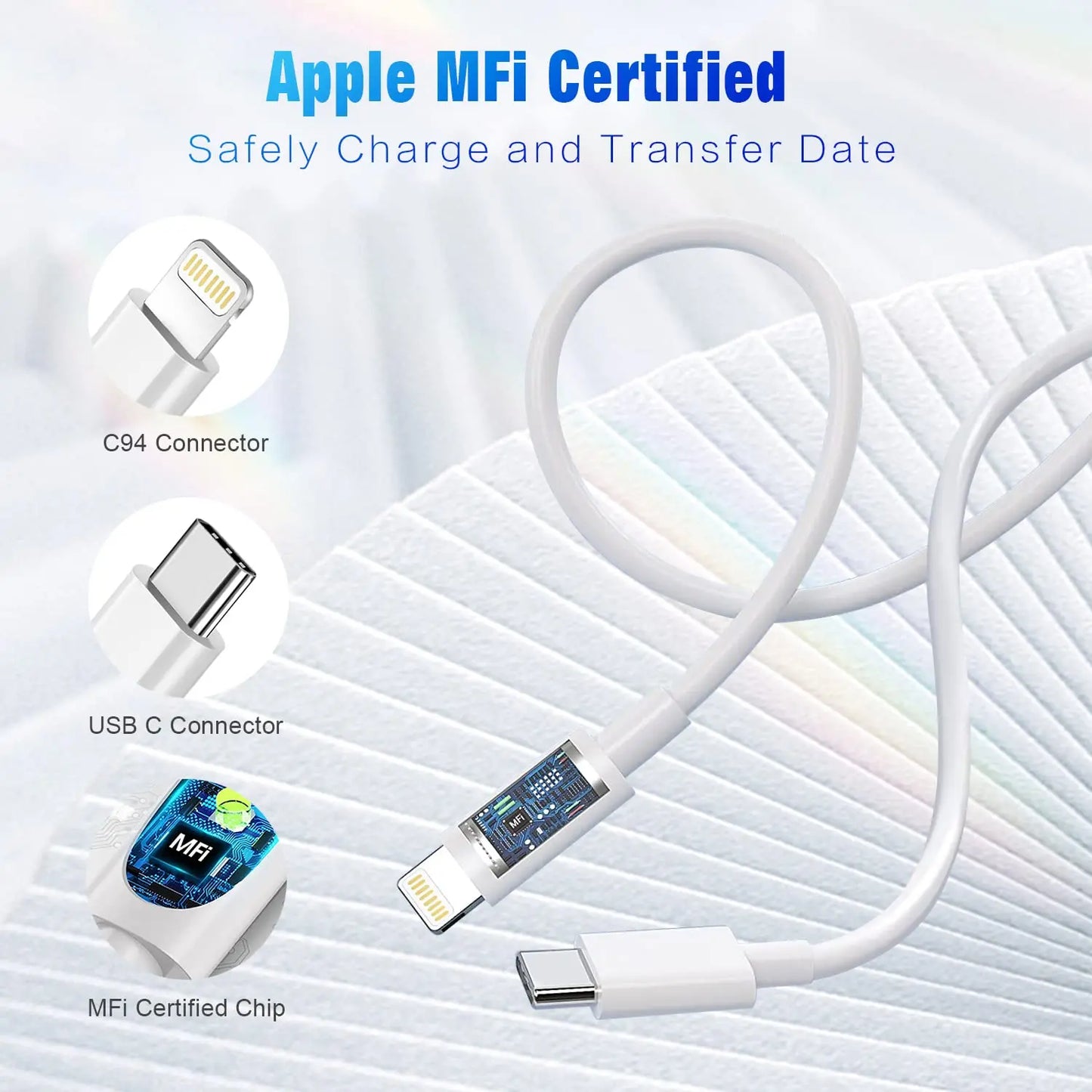 USB C to Lightning Cable MFi Certified Power Delivery iPhone Cables Type C for iPhone 14 13 12 11 Pro Max X XS XR 8 7 6s Plus SE